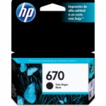 Cartucho HP 670 Negro Original, 250 Páginas CZ113AL