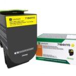 Tóner Lexmark 71B4HY0 Extra Alto Rendimiento Amarillo, 3500 Páginas