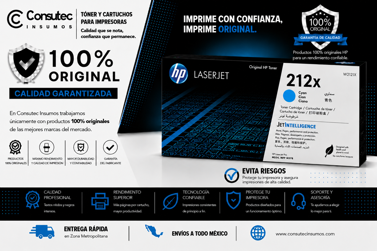 Tóner HP LaserJet 212X Alto Rendimiento Cian Original, 10.000 Páginas W2121X - Imagen 3