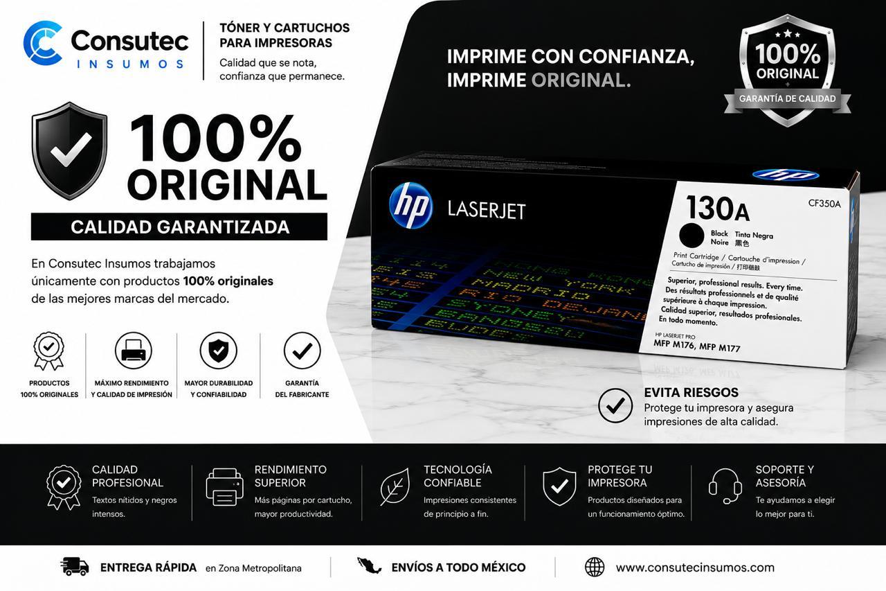 Tóner HP 130A Negro Original, 1300 Páginas CF350A - Imagen 3
