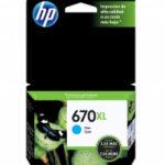 Cartucho HP 670XL Cyan Original, 750 Páginas CZ118AL