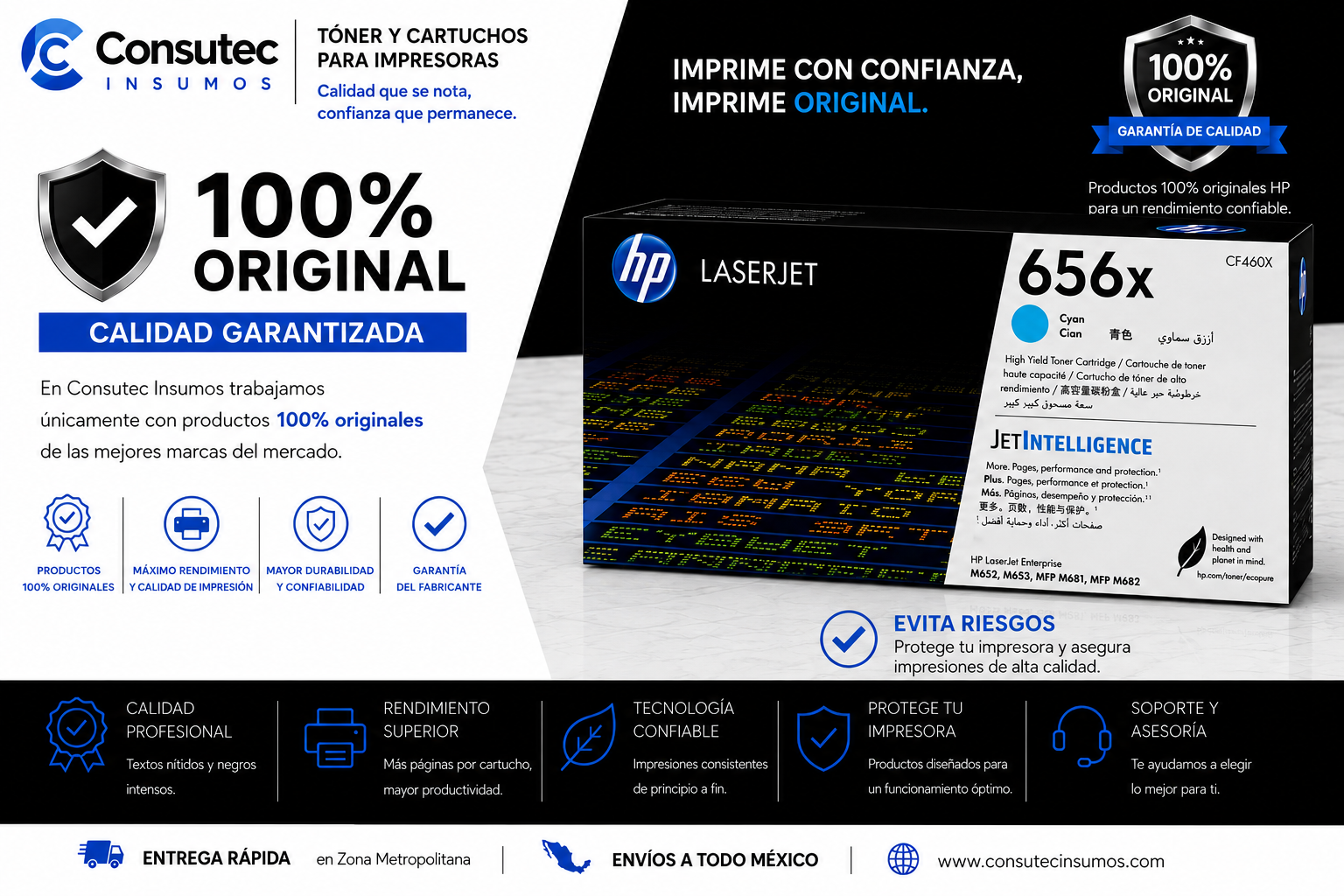 TONER HP 656X CYAN CF461X 27,000 PAGINAS - Imagen 3