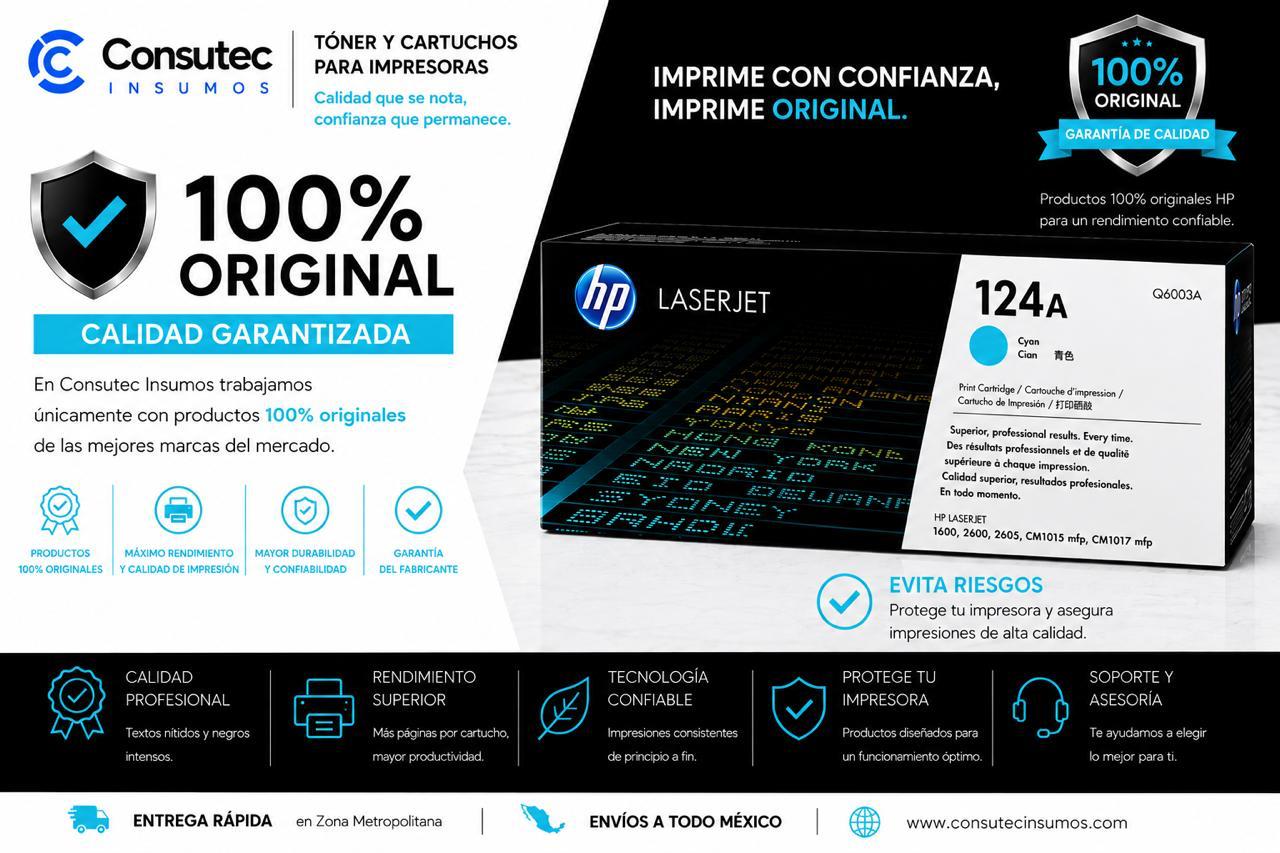 Toner hp 124a cyan original q6001a - Imagen 3
