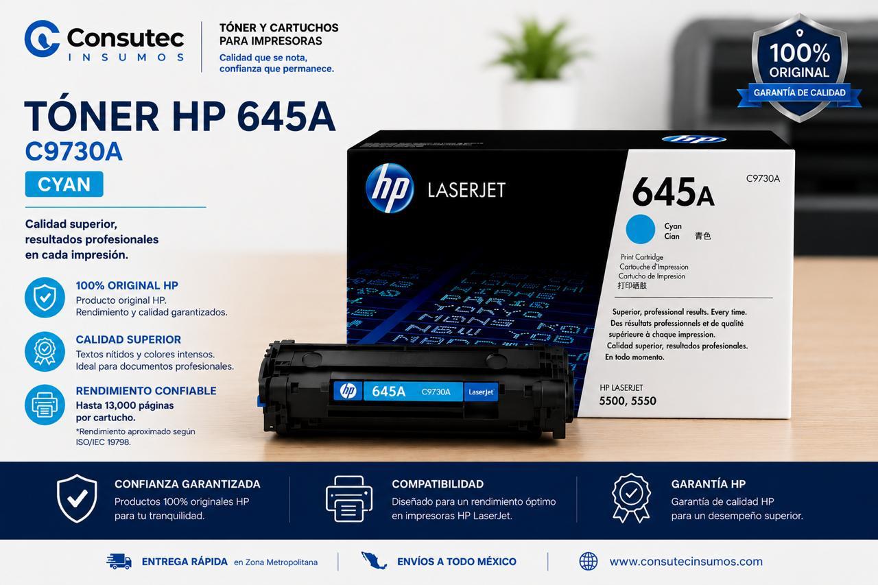 Cartucho De Toner Hp 645a C9731a Cyan Laserjet Original C9731a - Imagen 3