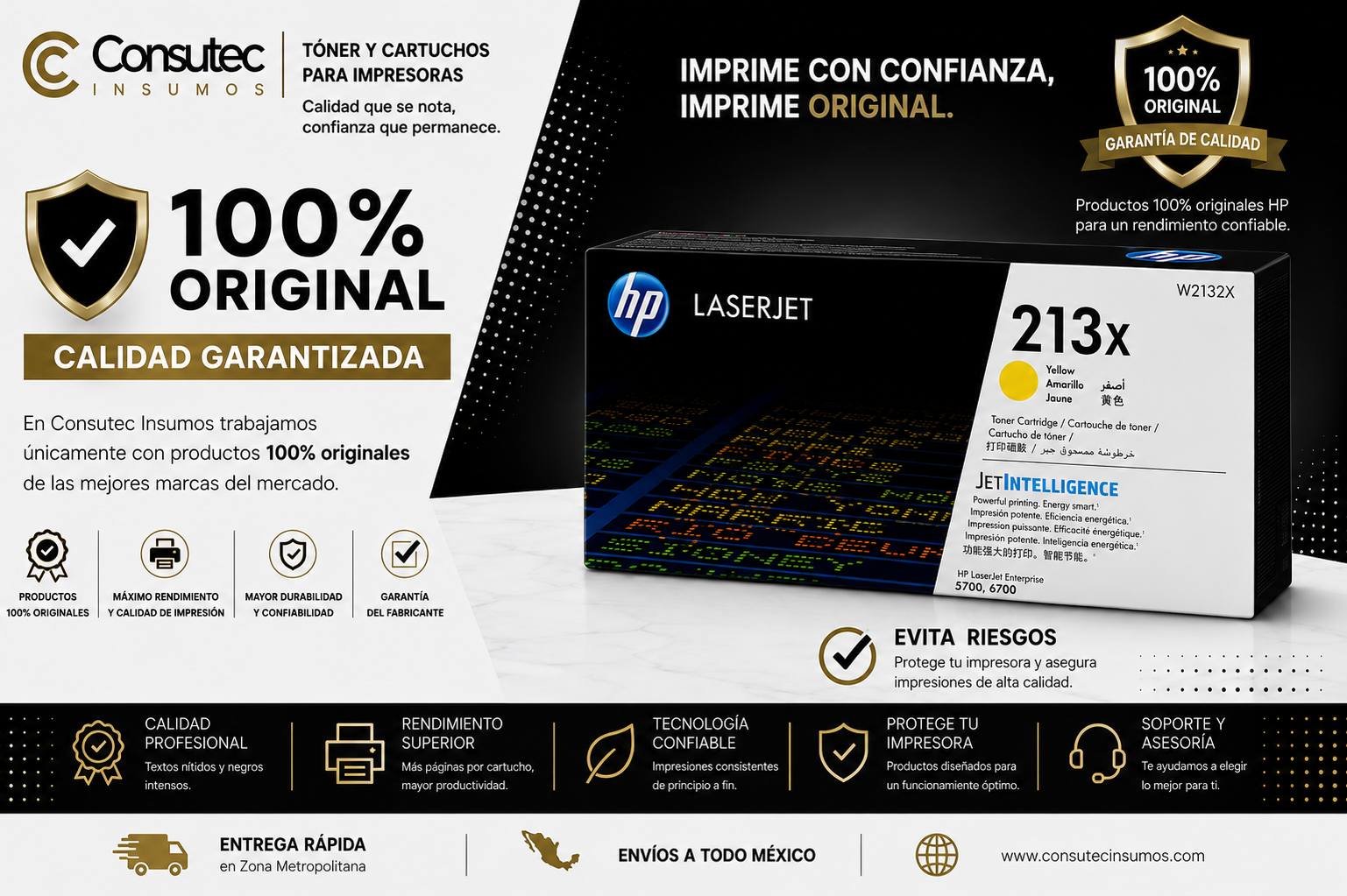 Toner HP LaserJet 213X - Amarillo - LaserJet - Original (W2132X) - Imagen 3