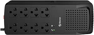 REGULADOR STEREN VOLTAJE 1000W, 8 CONTACTOS, COLOR NEGRO.