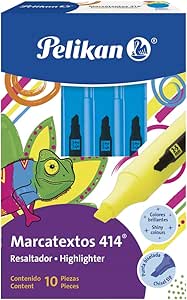 MARCADOR PELIKAN, RESALTADOR, 414, COLOR AZUL, C/10 PZAS.