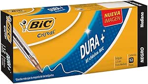 BOLÍGRAFO BIC, CRISTAL DURA+ PUNTO MEDIANO, 1.0MM, COLOR AZUL, C/12 PZAS.