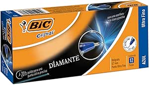 BOLÍGRAFO BIC, CRISTAL PRECISIÓN Y SUAVIDAD, PUNTO ULTRA FINO, 0.7MM, COLOR AZUL, C/12 PZAS.