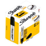 MARCADOR SHARPIE, PERMANENTE, KING SIZE, COLOR NEGRO, PUNTA CINCEL, C/12 PZAS.