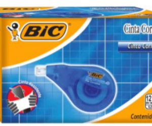 CINTA CORRECTORA BIC, 12Mx4.2MM, CAJA C/6 PZS.