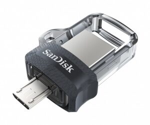 Memoria USB SanDisk Flash Ultra Dual Drive M3.0 128GB USB 3.0 USB Type-A Micro-USB Color Gris SDDD3-128G-G46