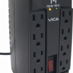 REGULADOR VICA ELECTRÓNICO T-1 VOLTAJE 750VA/400W 8 CONTACTOS INDICADORES LED.