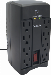 REGULADOR VICA ELECTRÓNICO T-1 VOLTAJE 750VA/400W 8 CONTACTOS INDICADORES LED.