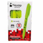 MARCADOR NEXTEP, RESALTADOR TIPO PLUMA, PUNTA CINCEL, COLOR AMARILLO, C/12 PZAS.