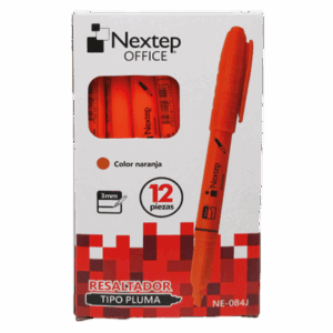MARCADOR NEXTEP, RESALTADOR TIPO PLUMA, PUNTA CINCEL, COLOR NARANJA, C/12 PZAS.