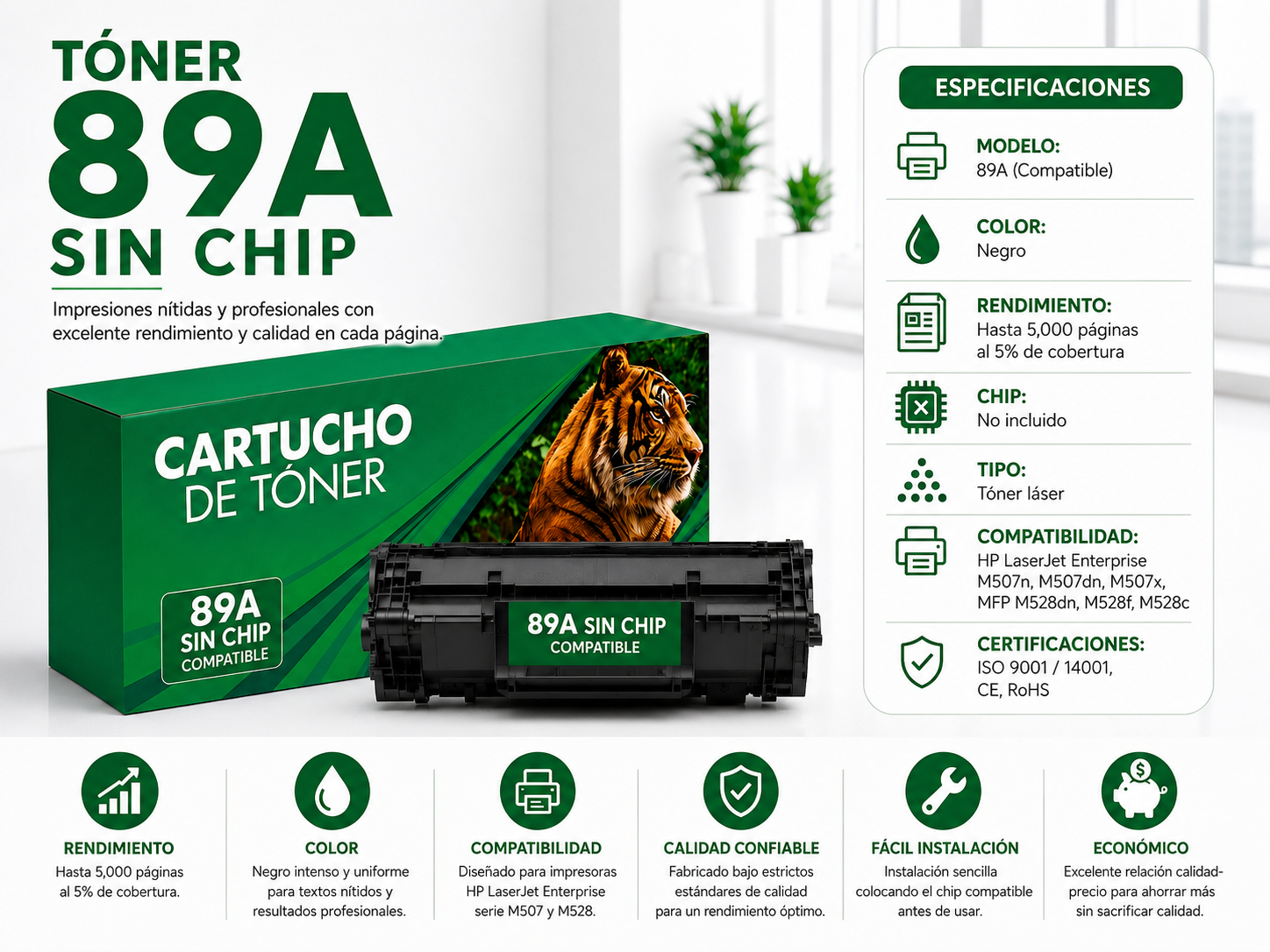 Tóner 89a Compatible Negro (sin chip) - Imagen 2