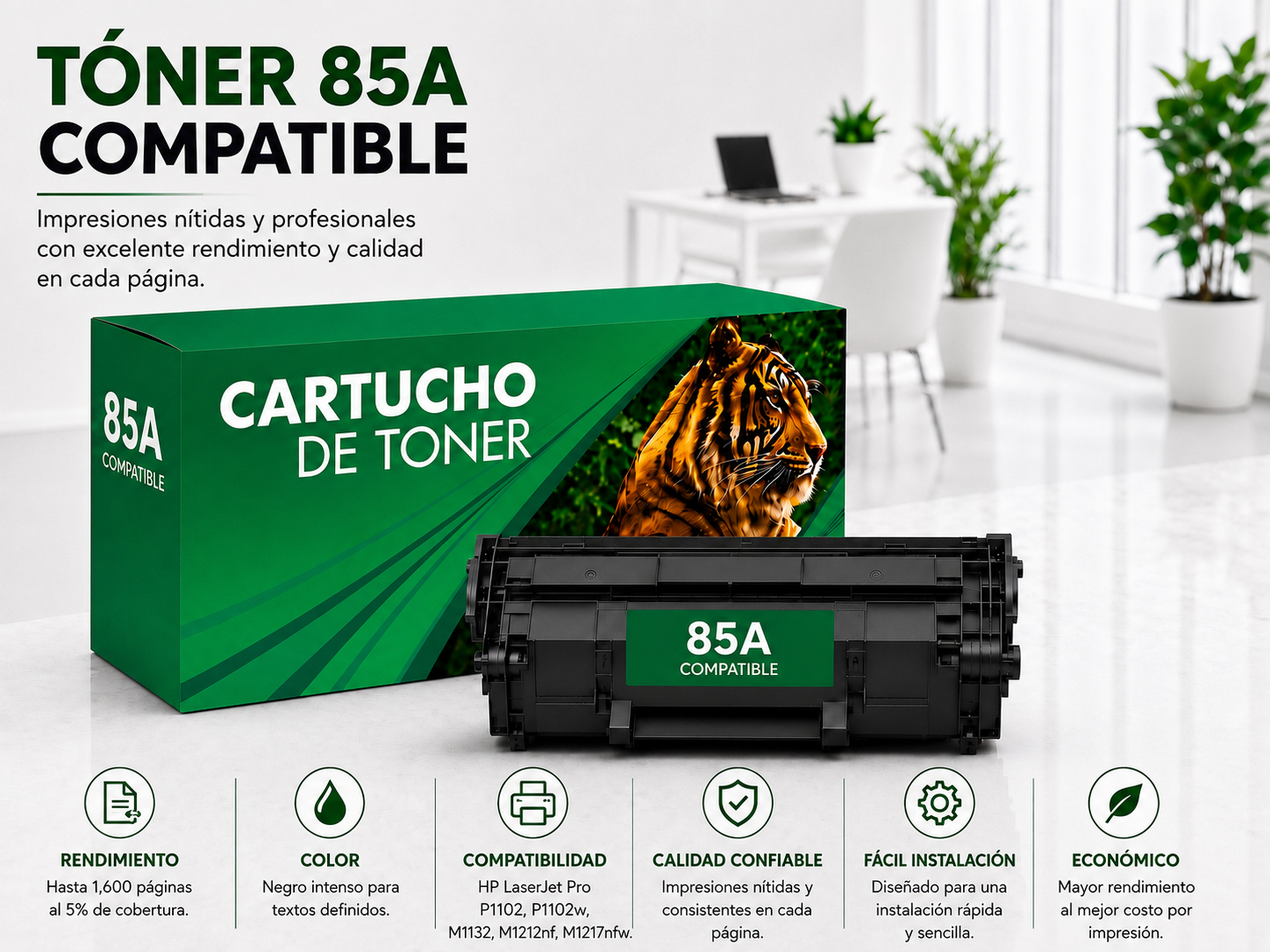 Cartucho de tóner 85a Compatible Negro