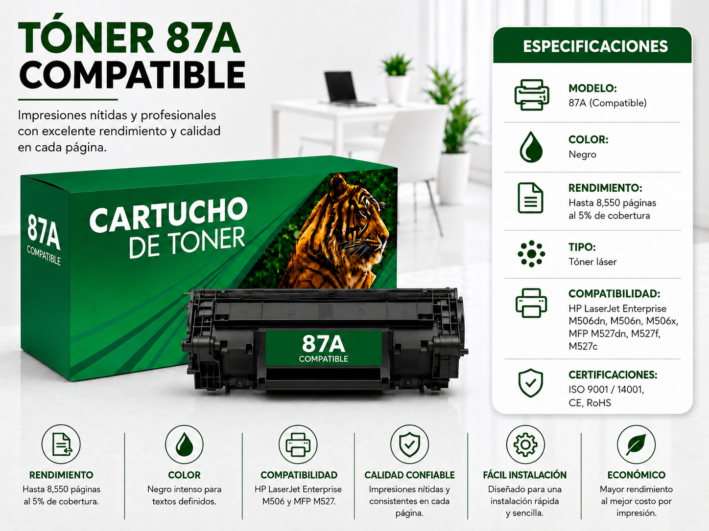 Tóner 87a Compatible Negro - Imagen 2
