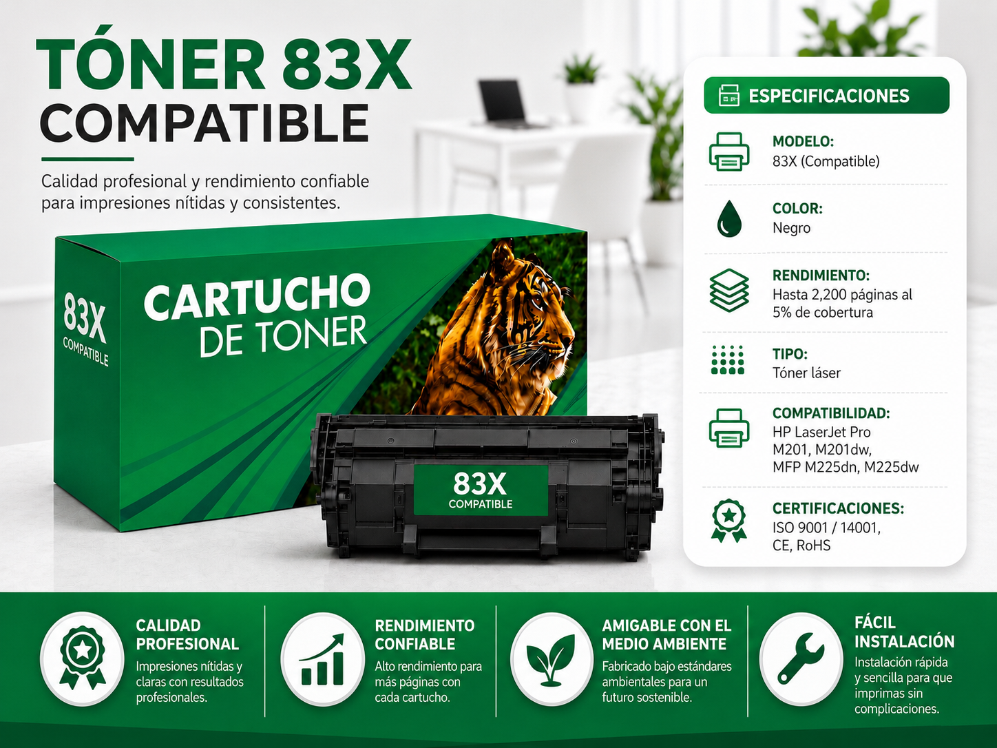 Cartucho de tóner 83x Compatible Negro - Imagen 2