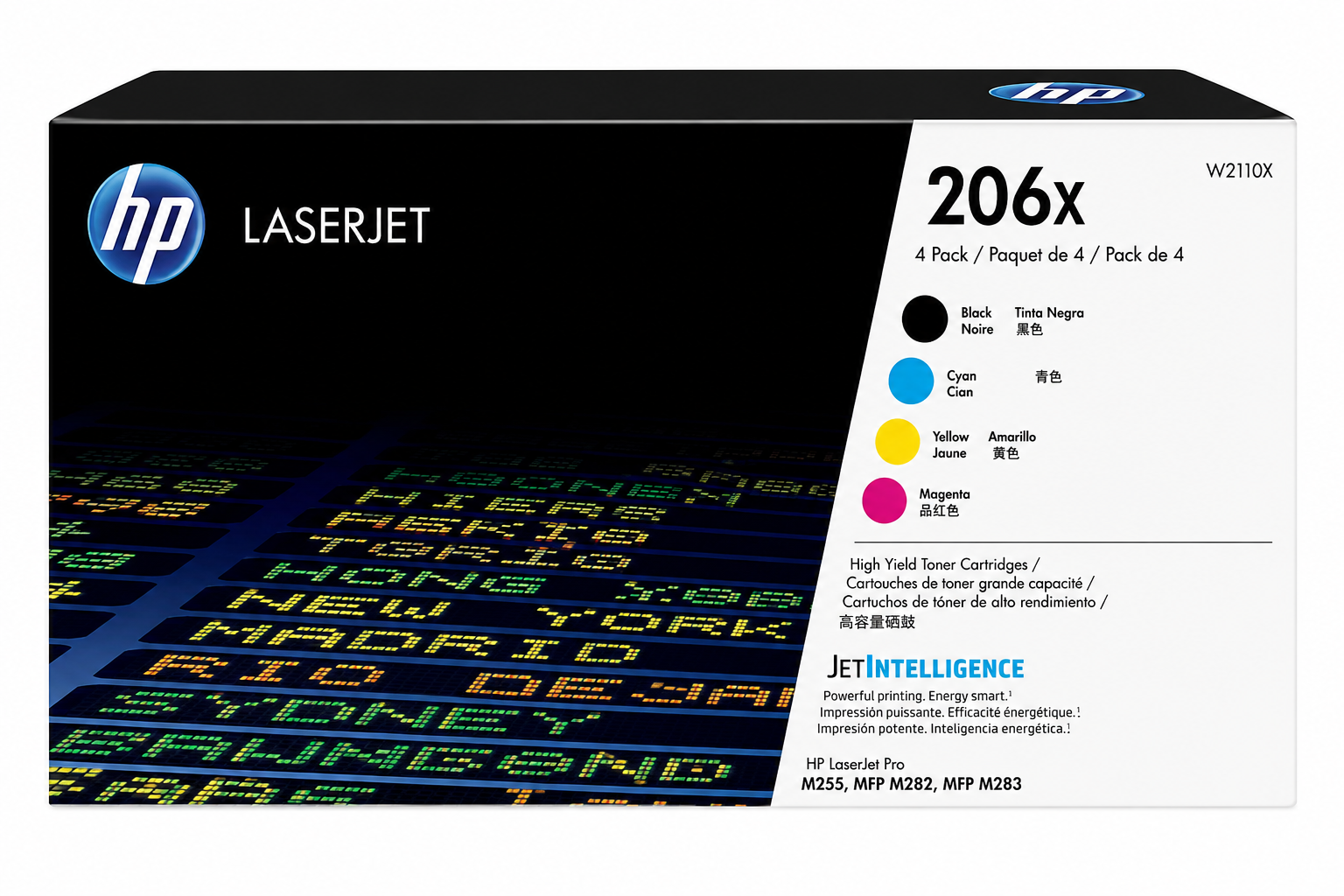kit de toner hp 206x originales, negro-cyan-amarillo-magenta