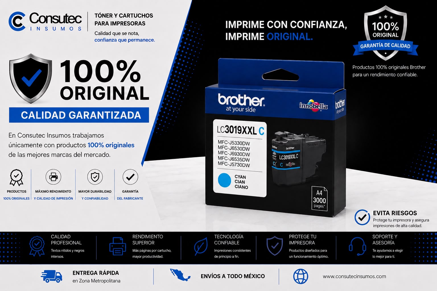 CARTUCHO BROTHER LC-3019XXL CYAN