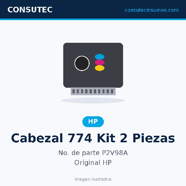 Cabezal HP 774 Paquete de 2 Piezas Cian Claro y Magenta Claro P2V98A