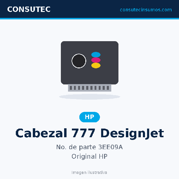 Cabezal HP 777 DesignJet con Base de Pigmento 3EE09A