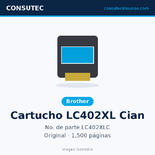 Cartucho Brother LC402XL Alto Rendimiento Cian LC402XLC