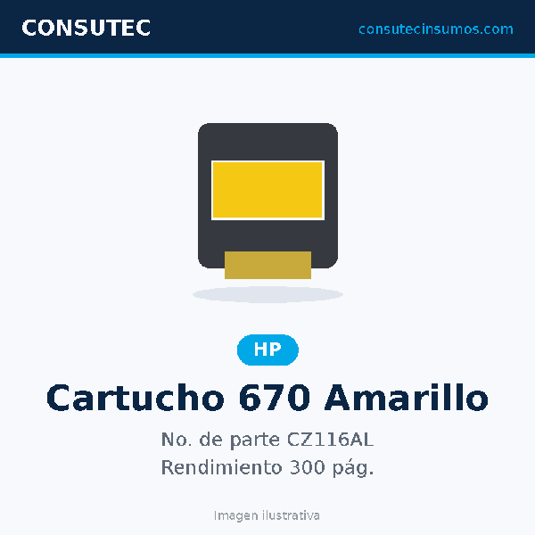 Cartucho HP 670 Amarillo CZ116AL