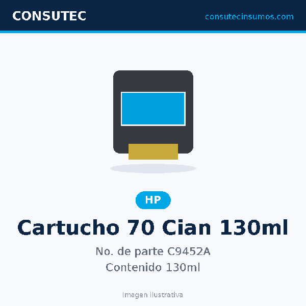 Cartucho HP 70 Cian 130ml C9452A