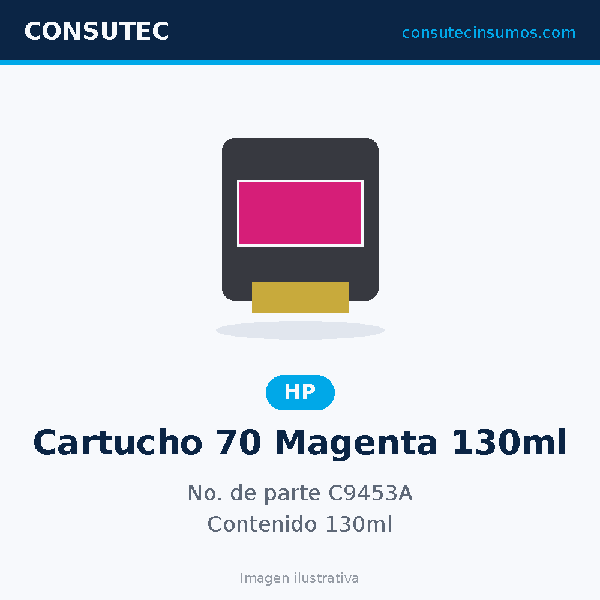 Cartucho HP 70 Magenta 130ml C9453A
