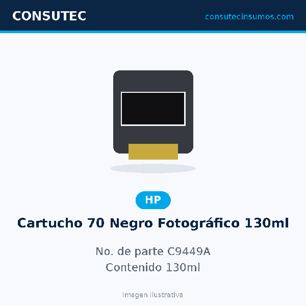 Cartucho HP 70 Negro Fotográfico 130ml C9449A