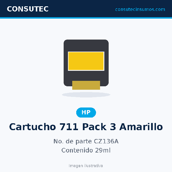 Cartucho HP 711 Paquete Triple Amarillo 29ml CZ136A