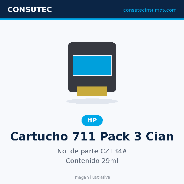 Cartucho HP 711 Paquete Triple Cian 29ml CZ134A
