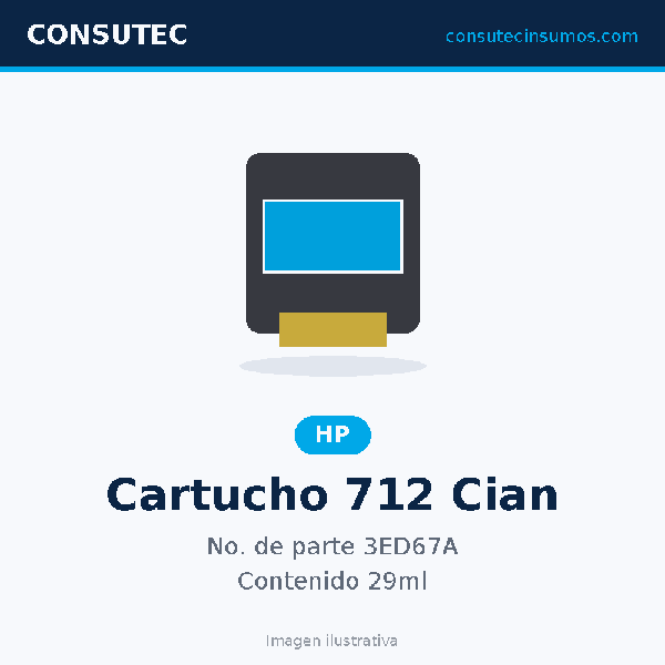 Cartucho HP 712 Cian 3ED67A