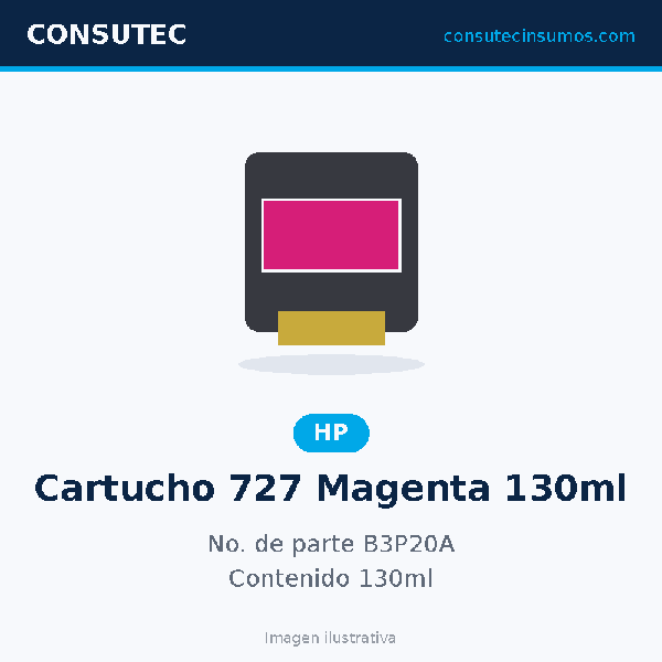 Cartucho HP 727 Magenta 130ml B3P20A