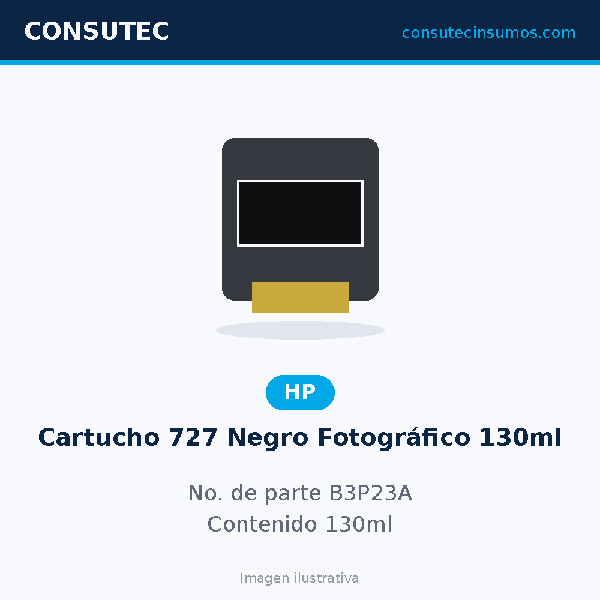Cartucho HP 727 Negro Fotográfico 130ml B3P23A