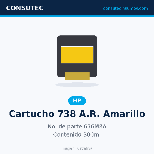 Cartucho HP 738 Alto Rendimiento Amarillo 676M8A