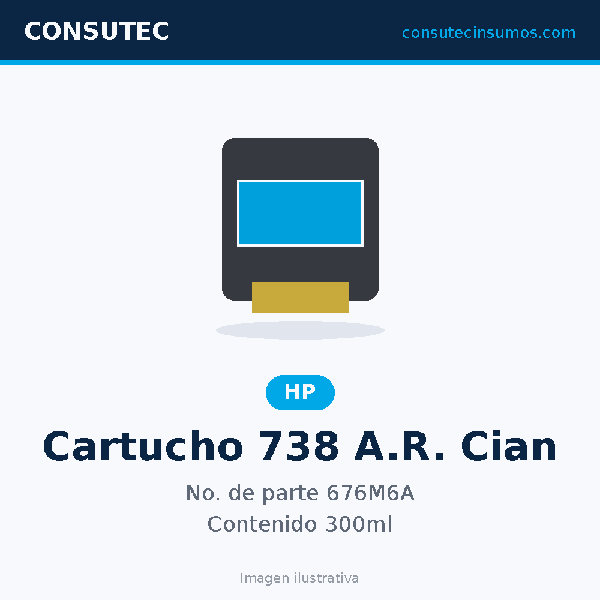 Cartucho HP 738 Alto Rendimiento Cian 676M6A