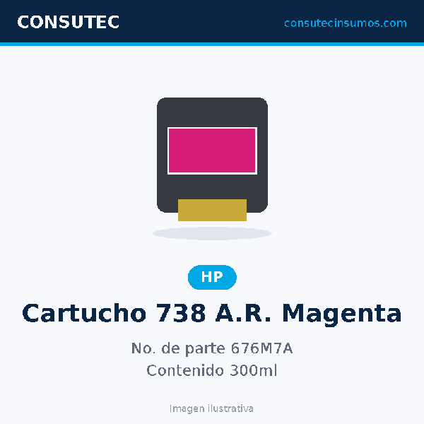 Cartucho HP 738 Alto Rendimiento Magenta 676M7A