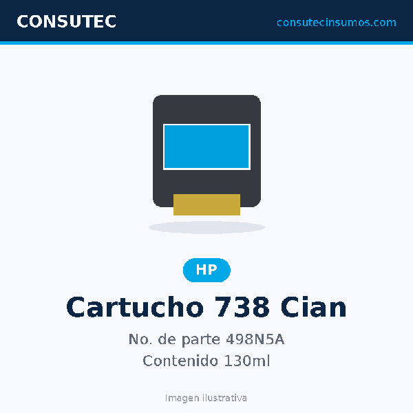 Cartucho HP 738 Cian 498N5A