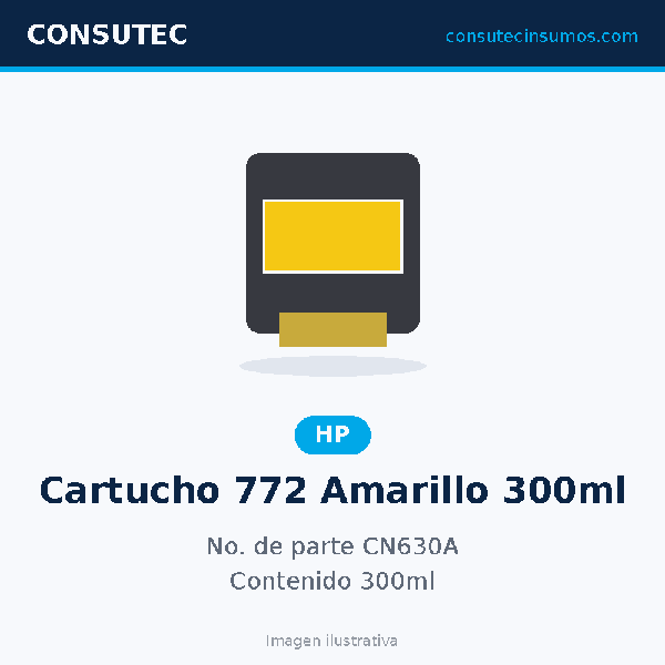 Cartucho HP 772 Amarillo 300ml CN630A