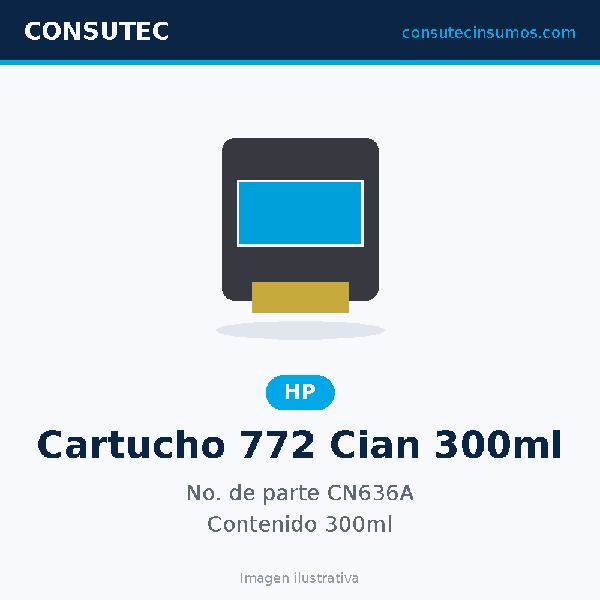 Cartucho HP 772 Cian 300ml CN636A