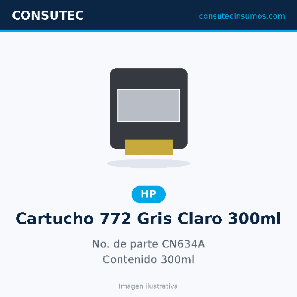 Cartucho HP 772 Gris Claro 300ml CN634A