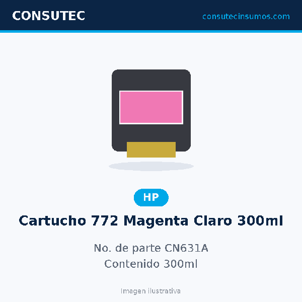 Cartucho HP 772 Magenta Claro 300ml CN631A