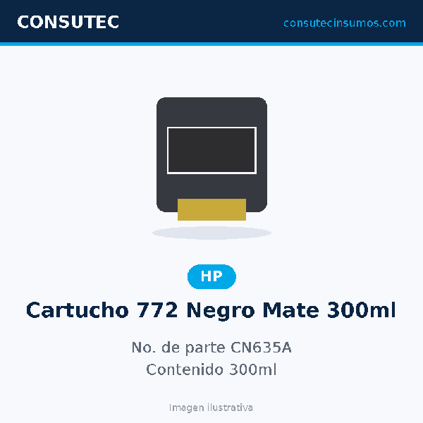 Cartucho HP 772 Negro Mate 300ml CN635A