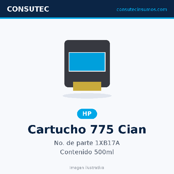 Cartucho HP 775 Cian 1XB17A