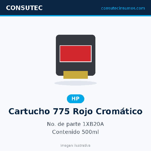 Cartucho HP 775 Rojo Cromático 1XB20A