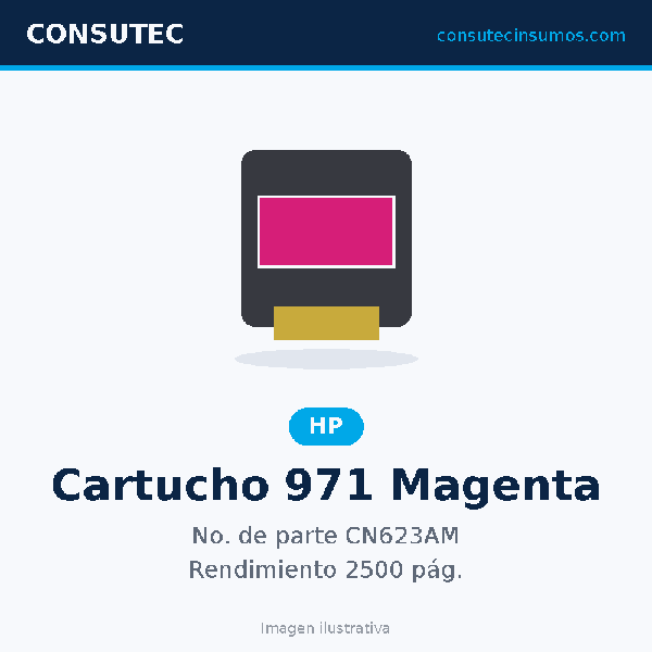 Cartucho HP 971 Magenta CN623AM